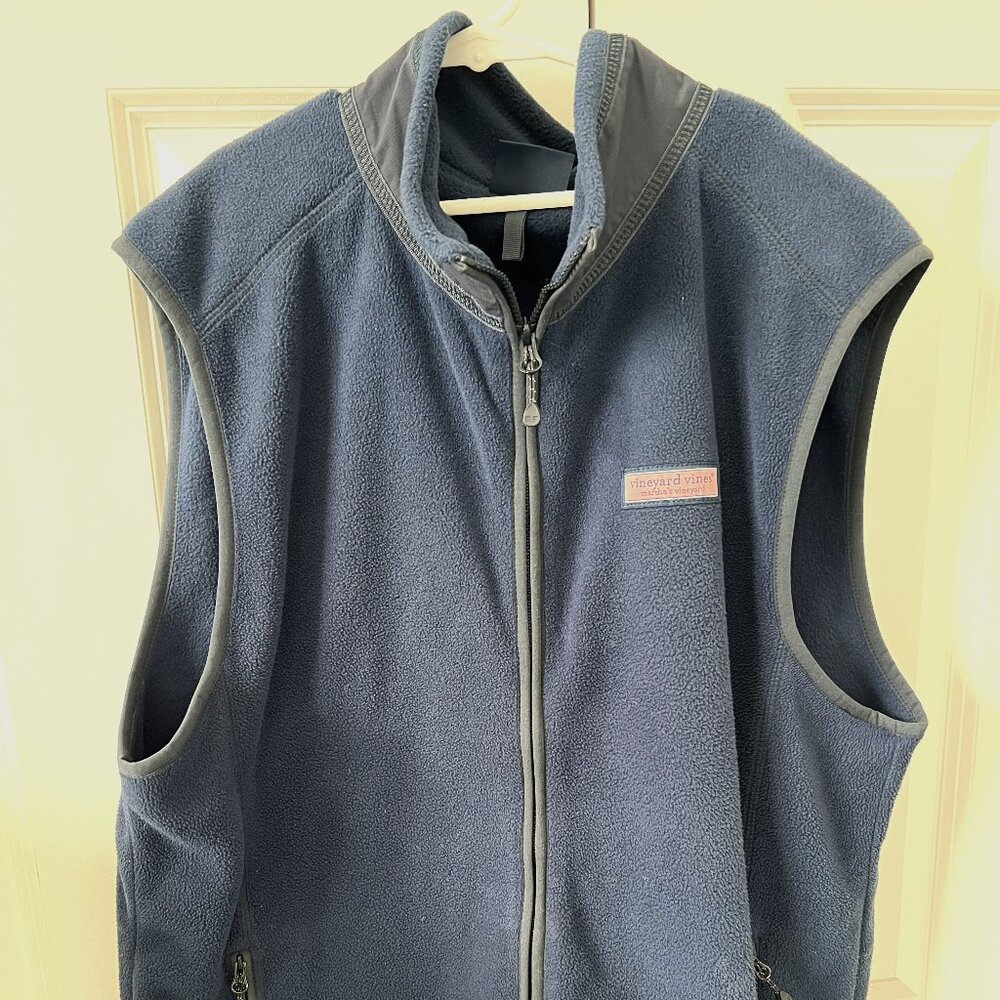 Vineyard Vines Big & Tall Harbor Fleece Vest Navy Blue Men’s Size M